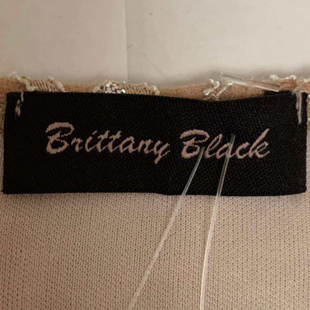 Brittany Black Beige Bling Sparkle Glittery Lace Top for Women - Picture 10 of 10